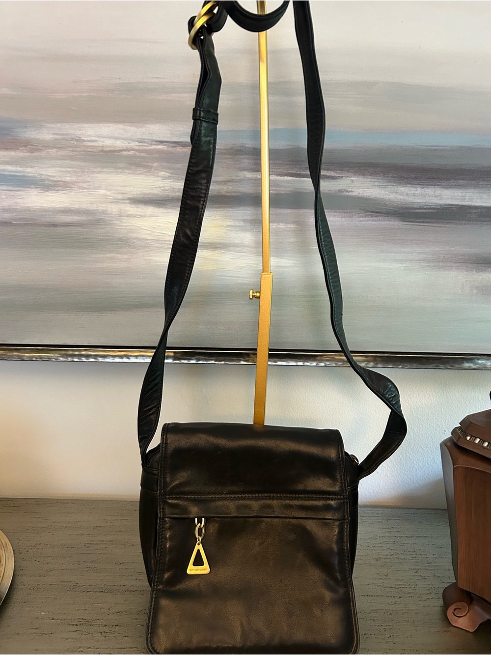 Sharif vintage Americana Black Leather Crossbody Bag EXCELLENT CONDITION - Picture 2 of 16